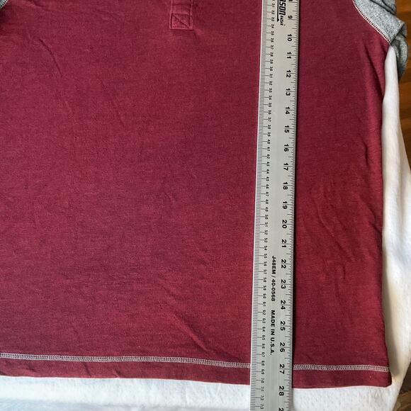 Red Head Men’s Long Sleeve Screw Neck T-shirt size L, Burgundy Red & Gray - Picture 3 of 6